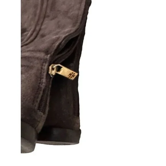 Tory Burch Irene chocolate brown suede with gold hardware design equestrian ridi - Picture 12 of 16